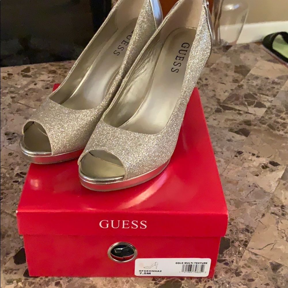 Guess Heels gold glitter